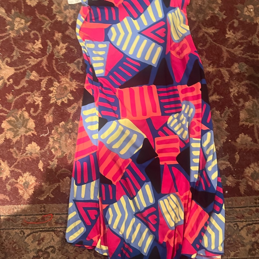 LuLaRoe Vibrant Geometric-Print Maxi Skirt - Pink & Blue Size XXS